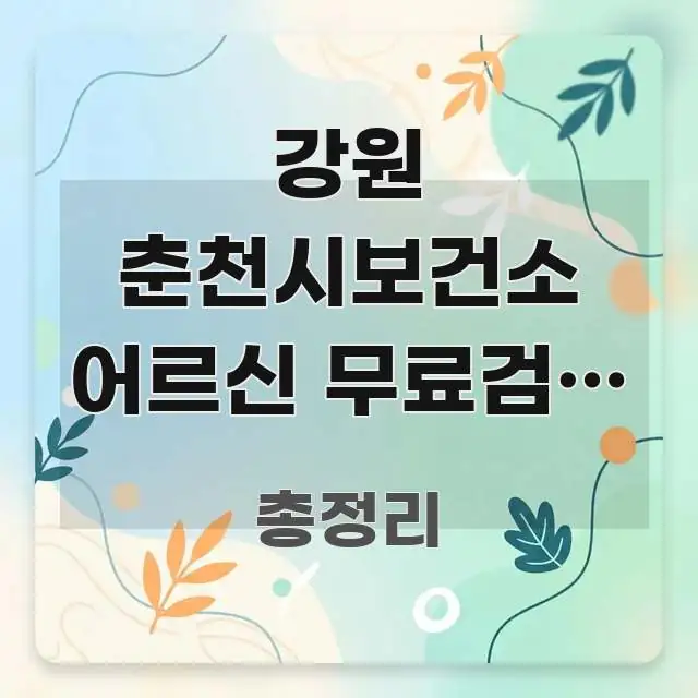 강원 춘천시보건소 어르신 무료검진 신청 방법, 소양강 실용적으로 정리한 블로그용 카드뉴스 썸네일