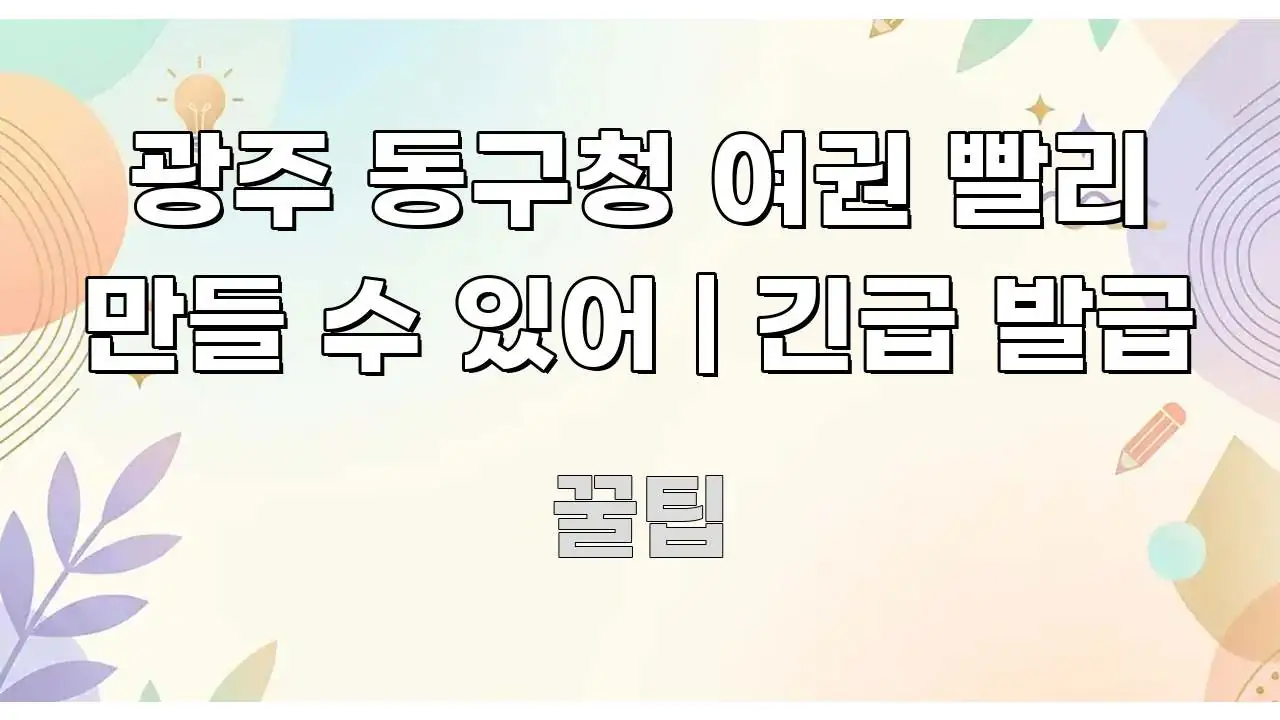 광주 동구청 여권 빨리 만들 수 있어 | 긴급 발급 전문가가 선별한 스마트 정보 카드 - 글 흐름을 돕는 시각 자료