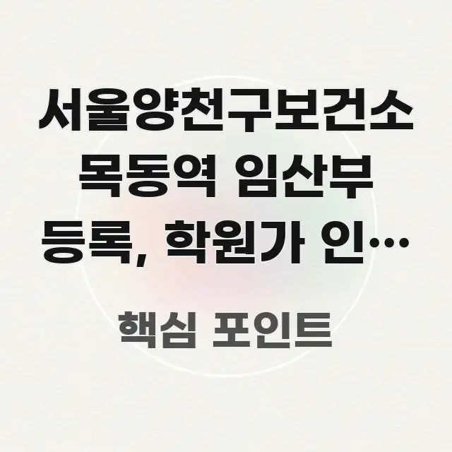 서울양천구보건소 목동역 임산부 등록, 학원가 인근 특화 쉽게 읽히는 심플 타이포그래피 표지