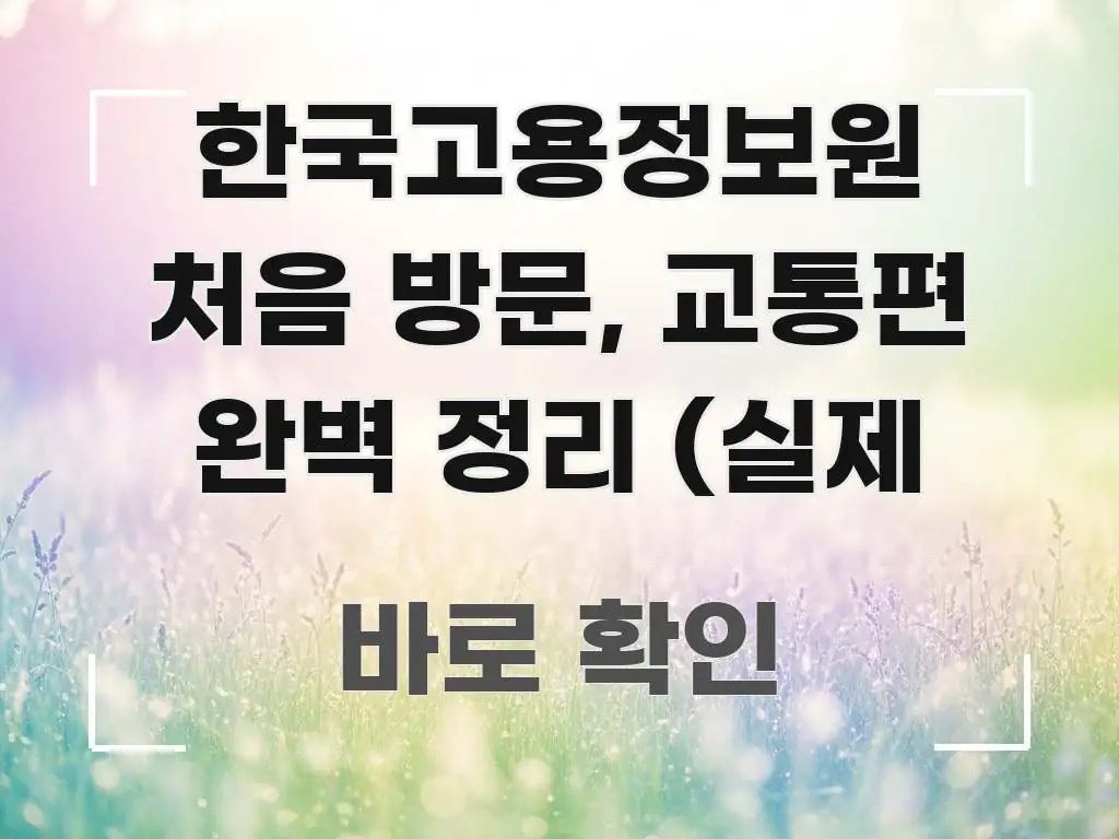 한국고용정보원 처음 방문, 교통편 완벽 정리 (실제 요점만 뽑아낸 정보 요약 포스터 - 독자 이해를 위한 이미지