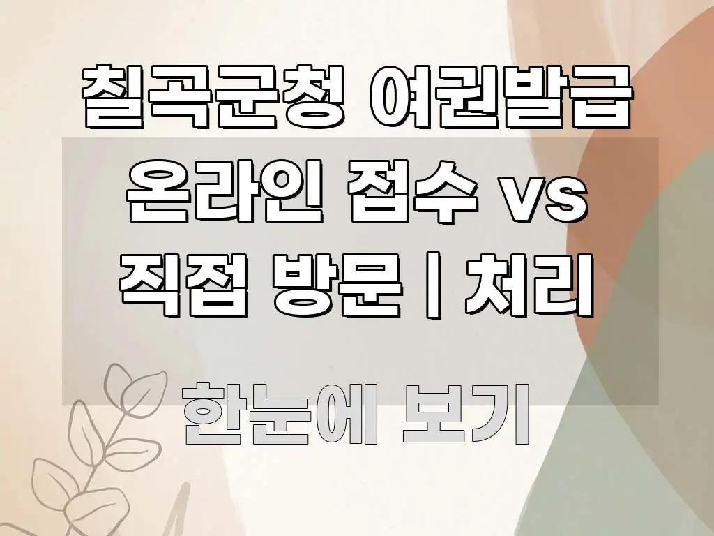 칠곡군청 여권발급 온라인 접수 vs 직접 방문 | 처리 바로 활용 가능한 텍스트형 카드뉴스 표지 이미지 - 내용 요약을 위한 이미지