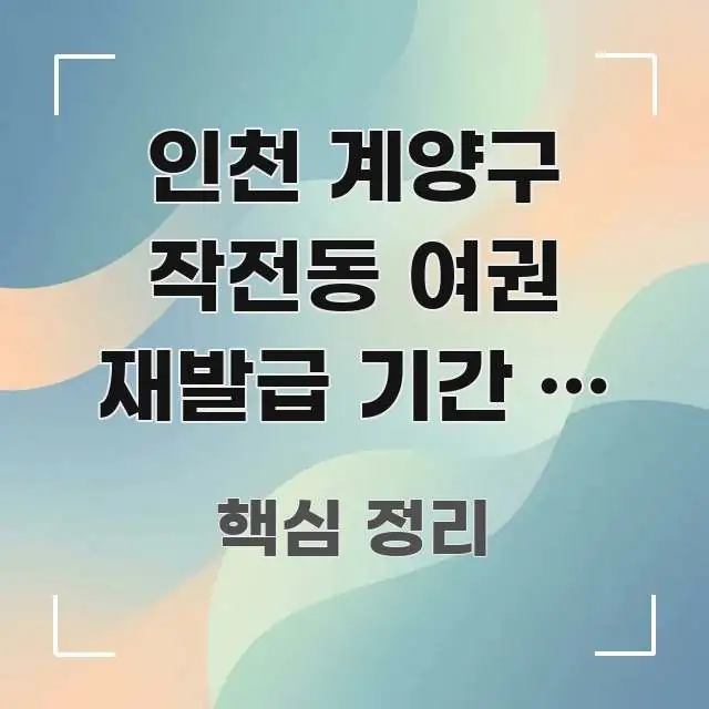 인천 계양구 작전동 여권 재발급 기간 | 출발 몇 주 핵심 개념을 담은 깔끔한 인포그래픽 표지 - 독자 이해를 위한 이미지