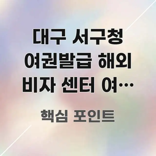 대구 서구청 여권발급 해외 비자 센터 여권 원본 제출 가독성 높게 정리한 정보 요약 인포그래픽 이미지