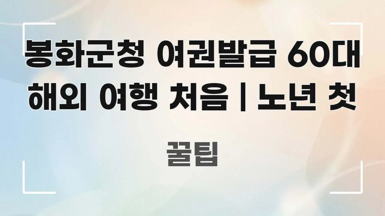 봉화군청 여권발급 60대 해외 여행 처음 | 노년 첫 주요 포인트를 요약한 가독성 높은 정보 이미지 - 독자 이해를 위한 이미지