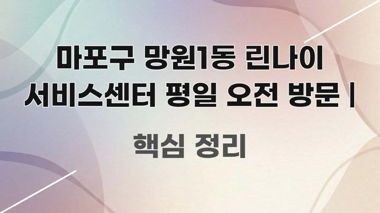 마포구 망원1동 린나이 서비스센터 평일 오전 방문 | 꼼꼼하게 정리된 깔끔한 인포그래픽 표지 - 글 흐름을 돕는 시각 자료