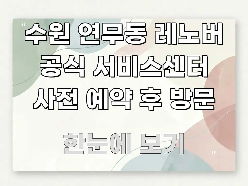 수원 연무동 레노버 공식 서비스센터 사전 예약 후 방문 구조적으로 정리된 정보 정리 카드 이미지
