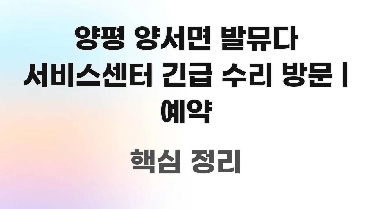 양평 양서면 발뮤다 서비스센터 긴급 수리 방문 | 예약 실용적으로 정리한 심플 타이포그래피 표지