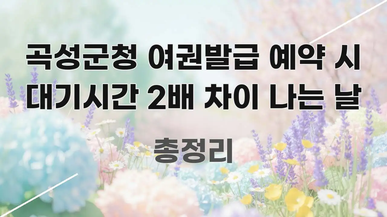 곡성군청 여권발급 예약 시 대기시간 2배 차이 나는 날 깔끔하게 정리된 정보 요약 포스터 - 독자 이해를 위한 이미지
