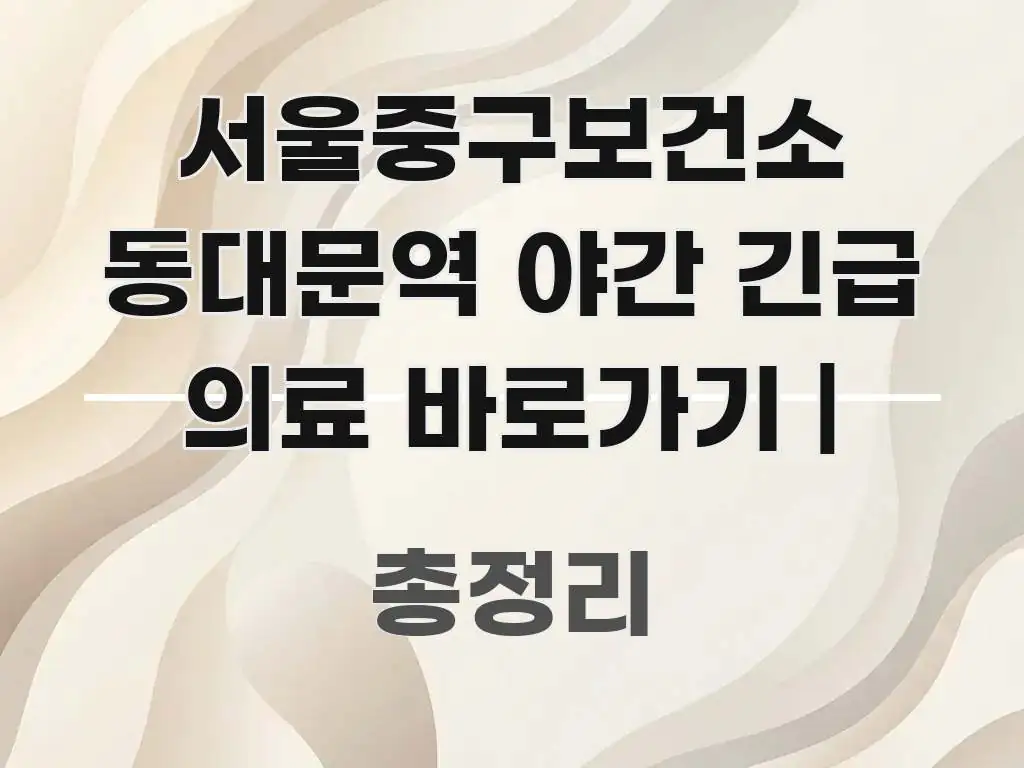 서울중구보건소 동대문역 야간 긴급 의료 바로가기 | 중요 내용만 뽑은 읽기 좋은 정보 카드