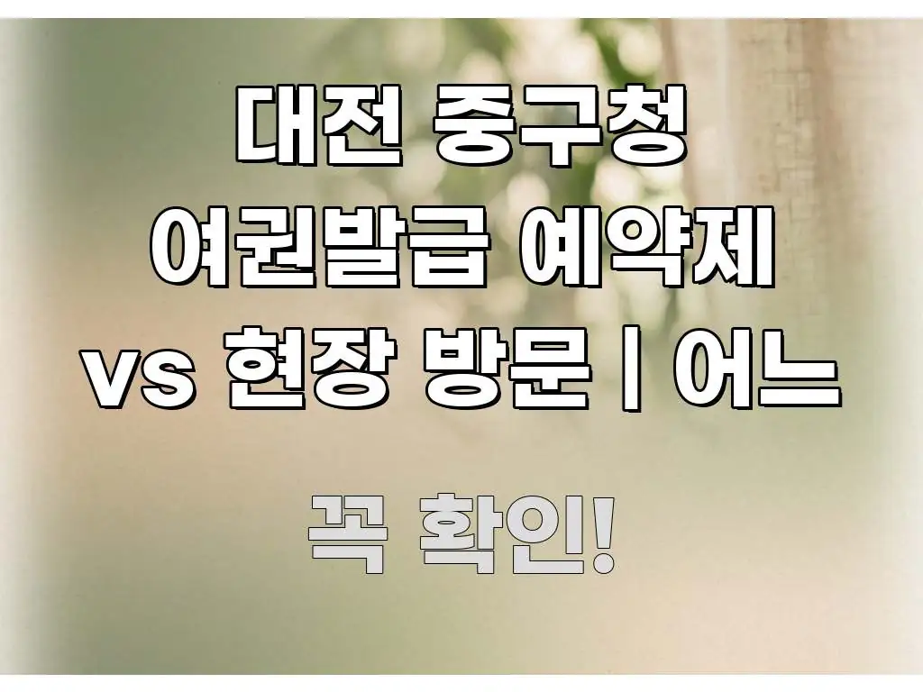 대전 중구청 여권발급 예약제 vs 현장 방문 | 어느 핵심 요점 중심의 미니멀 블로그 썸네일 - 독자 이해를 위한 이미지