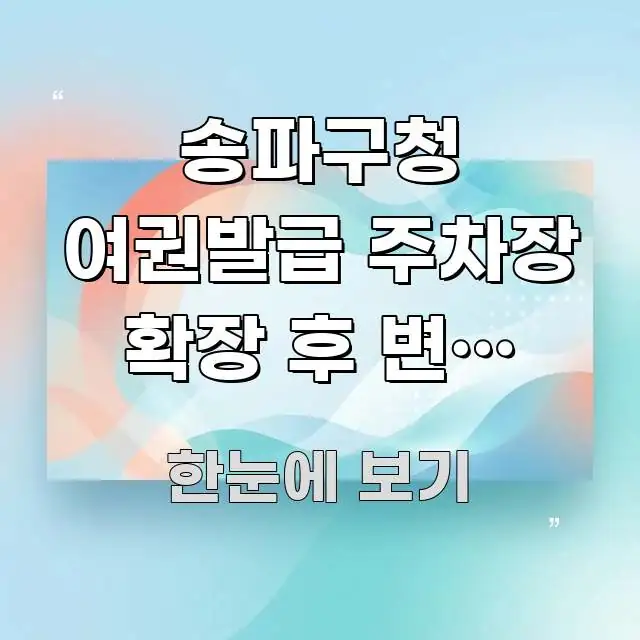 송파구청 여권발급 주차장 확장 후 변경 사항 | 신규 실용적으로 정리한 블로그용 카드뉴스 썸네일 - 참고용 이미지
