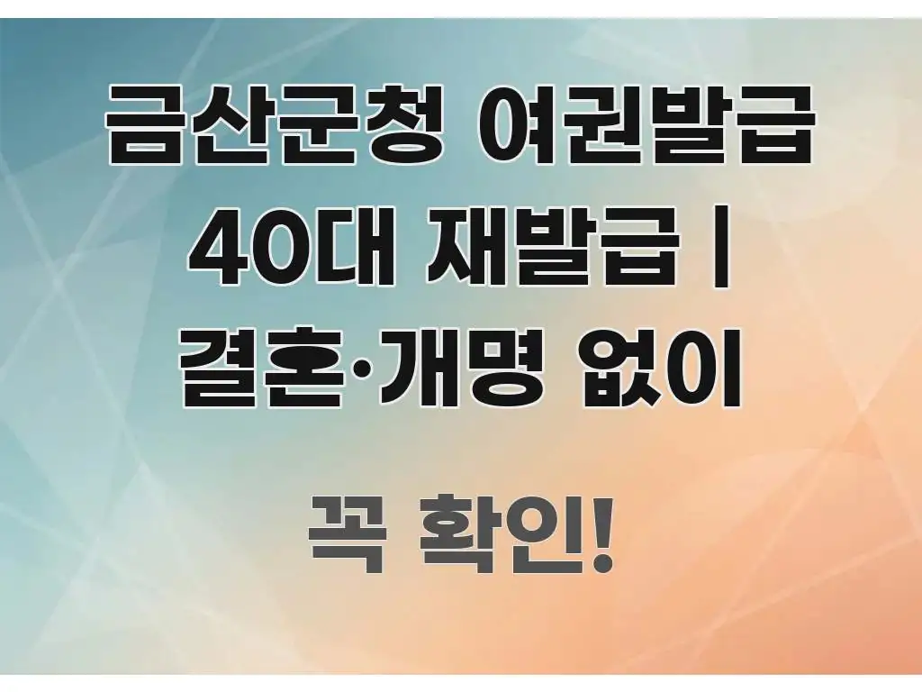 금산군청 여권발급 40대 재발급 | 결혼·개명 없이 쉽게 읽히는 가독성 높은 정보 이미지 - 내용 요약을 위한 이미지