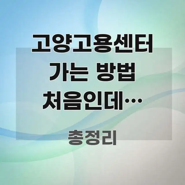 고양고용센터 가는 방법 처음인데, 화정역에서 버스로 쉽게 따라할 수 있는 핵심 정보 비주얼