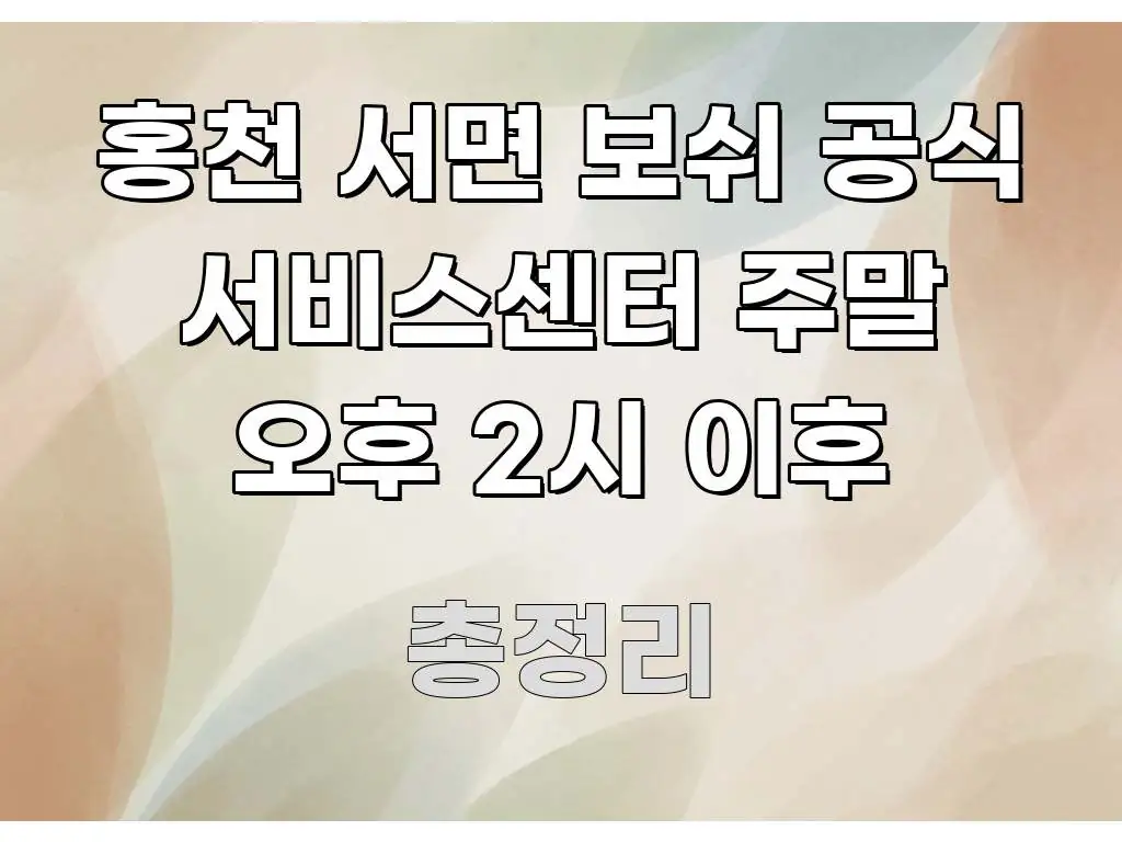 홍천 서면 보쉬 공식 서비스센터 주말 오후 2시 이후 핵심 개념을 담은 텍스트 중심 디자인 표지