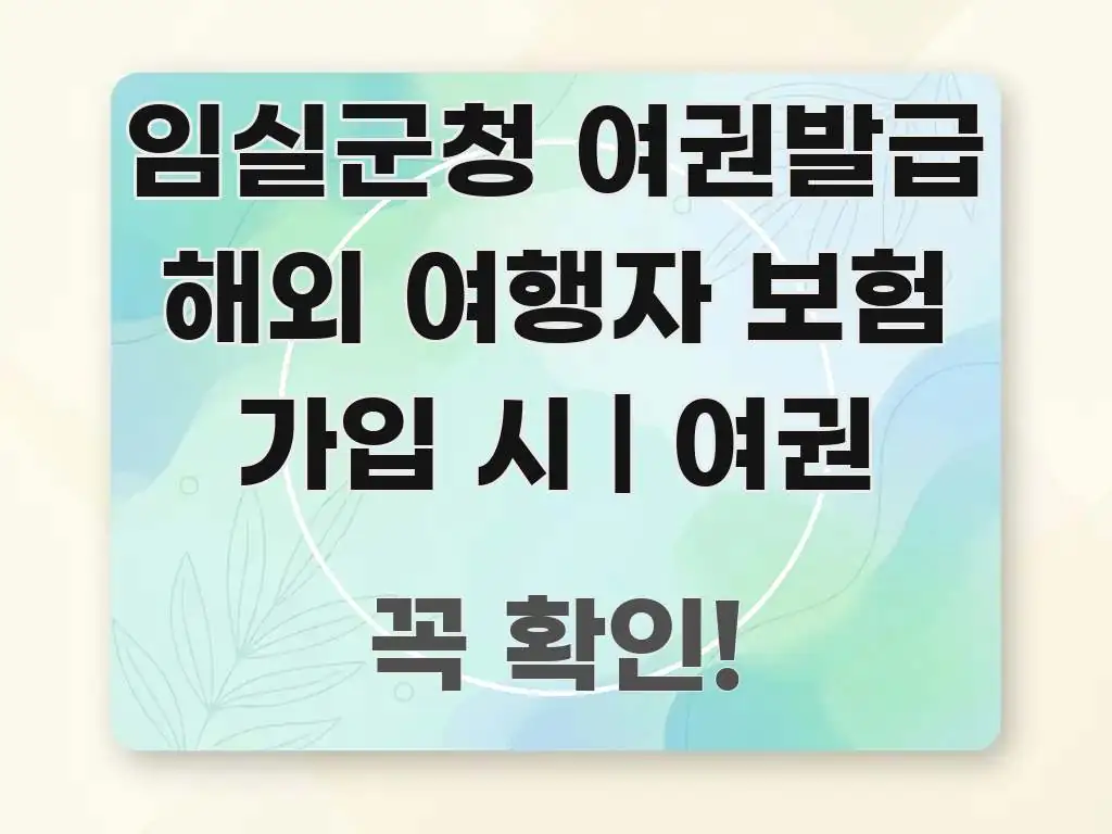 임실군청 여권발급 해외 여행자 보험 가입 시 | 여권 심플하고 명확하게 정리한 핵심 요약 디자인 카드 - 설명을 돕는 이미지