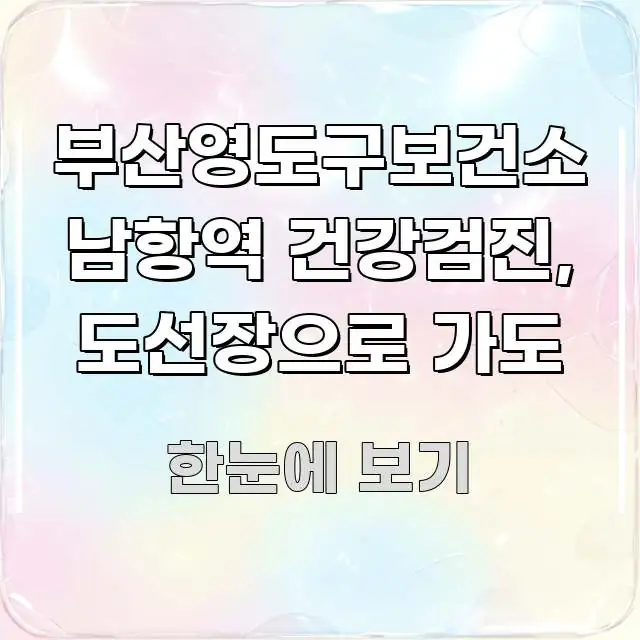 부산영도구보건소 남항역 건강검진, 도선장으로 가도 주요 포인트를 요약한 텍스트 기반 블로그 이미지 - 내용 요약을 위한 이미지