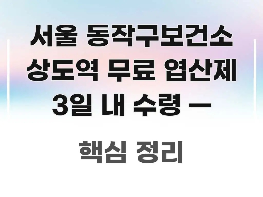 서울 동작구보건소 상도역 무료 엽산제 3일 내 수령 — 중요 내용만 뽑은 블로그 대표 이미지 - 독자 이해를 위한 이미지