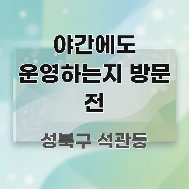 야간에도 운영하는지 방문 전 한 번에 이해되는 텍스트 기반 블로그 이미지 - 독자 이해를 위한 이미지