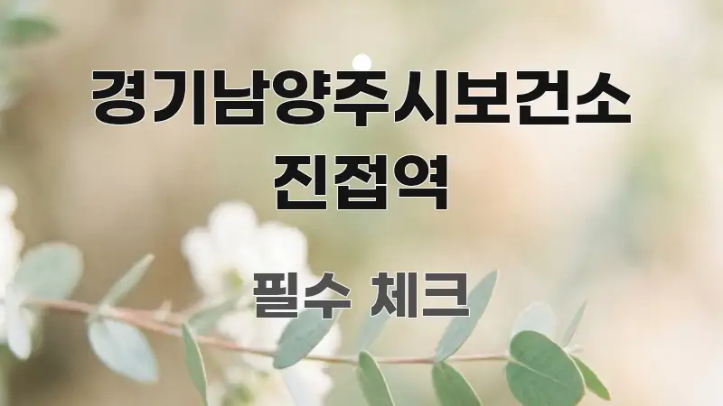 경기남양주시보건소 진접역 전문적으로 분석한 정보 전달형 표지 이미지