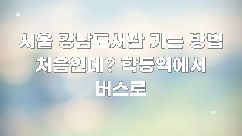 서울 강남도서관 가는 방법 처음인데? 학동역에서 버스로 카드뉴스 표지 서울 강남도서관 가는 방법 처음인데? 학동역에서 버스로 효율적으로 구성된 글 소개 썸네일 이미지