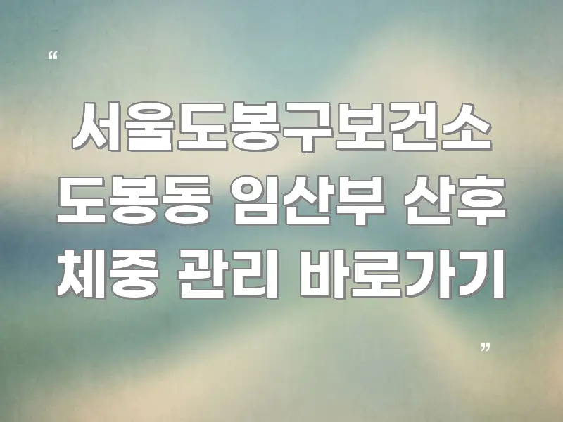 서울도봉구보건소 도봉동 임산부 산후 체중 관리 바로가기 핵심 정보 중심의 핵심 정리 썸네일 이미지 - 독자 이해를 위한 이미지