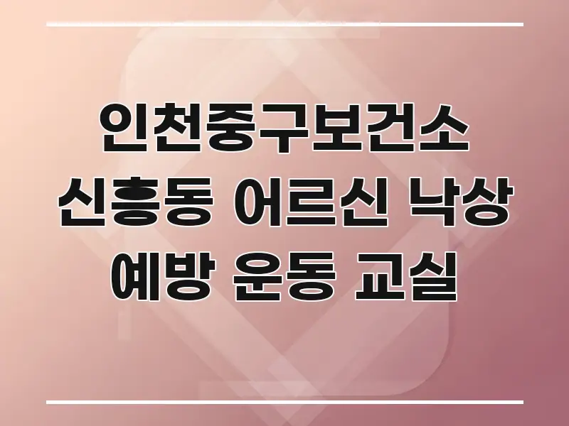인천중구보건소 신흥동 어르신 낙상 예방 운동 교실 꼭 알아야 할 정보를 담은 핵심 요약 디자인 카드 - 독자 이해를 위한 이미지