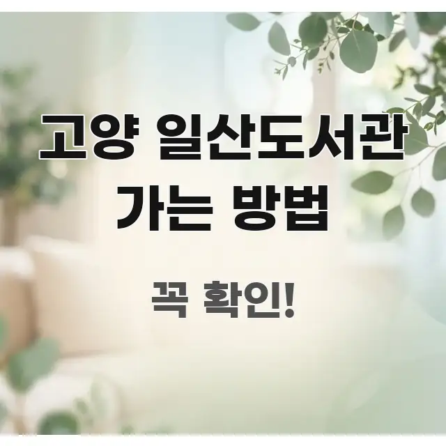 고양 일산도서관 가는 방법 깔끔하게 정리된 타이포그래피 블로그 표지 - 독자 이해를 위한 이미지