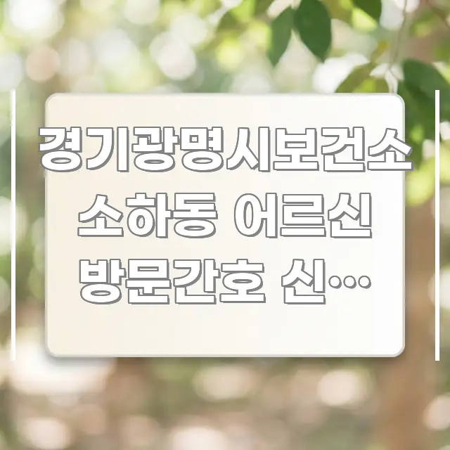 경기광명시보건소 소하동 어르신 방문간호 신청 5단계, 핵심 요점 중심의 정보 전달형 표지 이미지 - 참고용 이미지