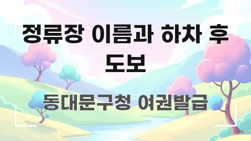 정류장 이름과 하차 후 도보 빠르게 이해할 수 있는 정보 정리 카드 이미지 - 본문 내용과 연관된 이미지