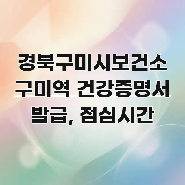경북구미시보건소 구미역 건강증명서 발급, 점심시간 핵심만 담은 가독성 높은 정보 이미지