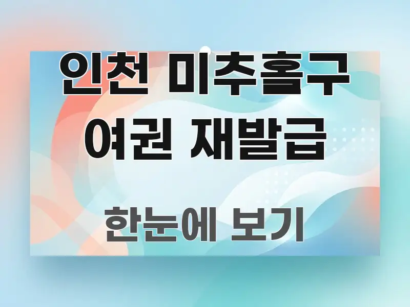 인천 미추홀구 여권 재발급 한눈에 보기 좋게 요약한 깔끔한 인포그래픽 표지 - 참고용 이미지