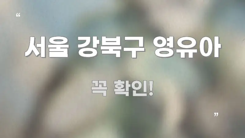 서울 강북구 영유아 간결하고 명료한 정보 요약 인포그래픽 이미지 - 글 흐름을 돕는 시각 자료