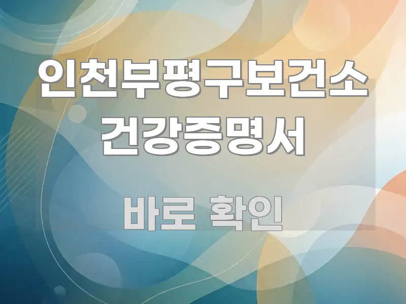 인천부평구보건소 건강증명서 주요 포인트를 요약한 정보 정리 카드 이미지 - 설명을 돕는 이미지
