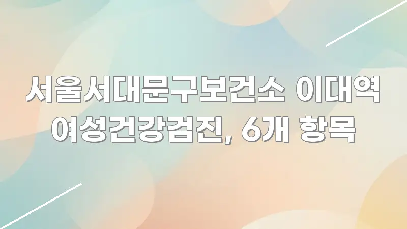 서울서대문구보건소 이대역 여성건강검진, 6개 항목 직관적으로 이해되는 가독성 높은 정보 이미지