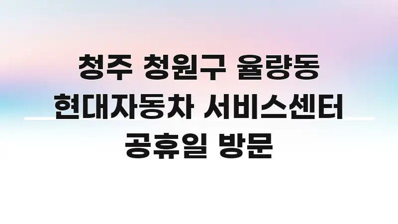 청주 청원구 율량동 현대자동차 서비스센터 공휴일 방문 이해하기 쉬운 글 소개 썸네일 이미지 - 글 흐름을 돕는 시각 자료