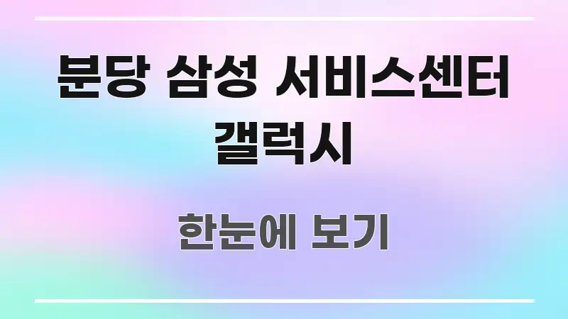 분당 삼성 서비스센터 갤럭시 핵심 내용을 정리한 블로그용 카드뉴스 썸네일