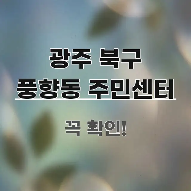 광주 북구 풍향동 주민센터 주요 흐름을 설명한 정보 요약 포스터 - 내용 요약을 위한 이미지