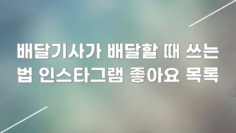 배달기사가 배달할 때 쓰는 법 인스타그램 좋아요 목록 실용적으로 정리한 깔끔한 인포그래픽 표지 - 참고용 이미지