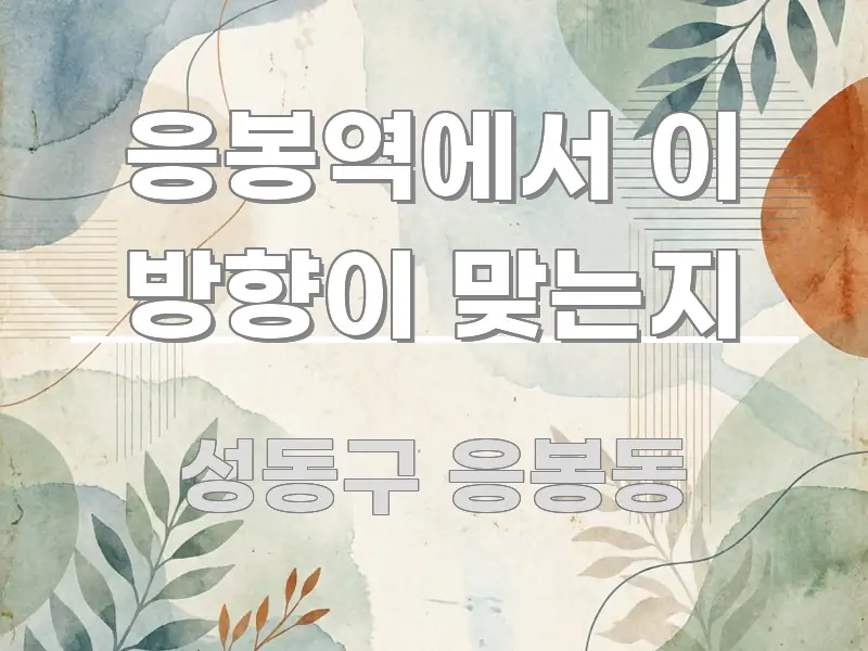 응봉역에서 이 방향이 맞는지 신뢰할 수 있는 정보를 담은 정보 전달형 표지 이미지 - 본문 내용과 연관된 이미지