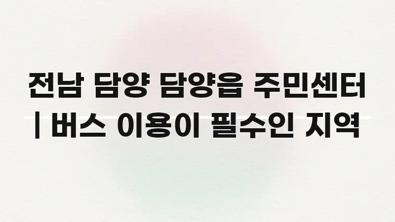 전남 담양 담양읍 주민센터 | 버스 이용이 필수인 지역 핵심 정보를 압축한 모던 카드뉴스 디자인