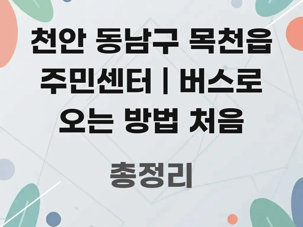 천안 동남구 목천읍 주민센터 | 버스로 오는 방법 처음 한눈에 보기 좋게 요약한 핵심 요약 디자인 카드