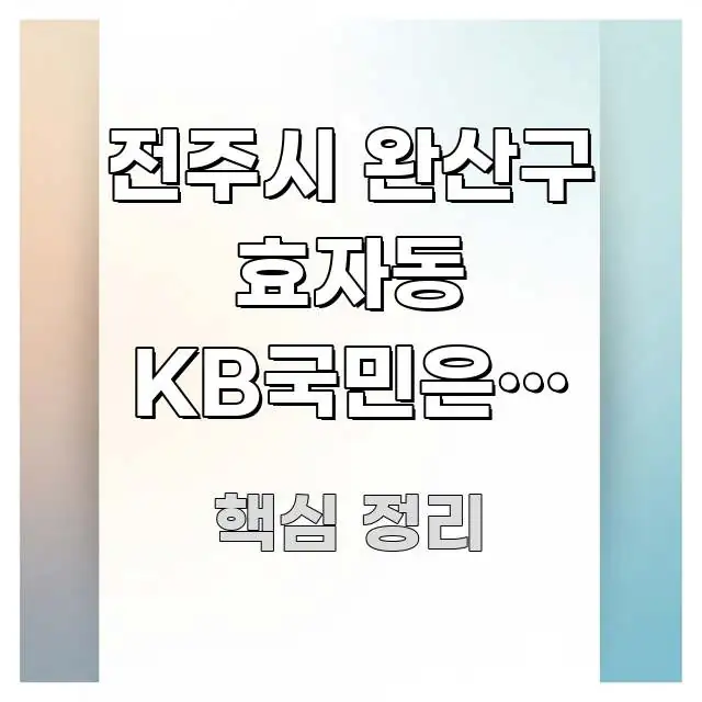 전주시 완산구 효자동 KB국민은행 신용대출 비대면 | 꼭 필요한 정보만 담은 정보 요약 인포그래픽 이미지