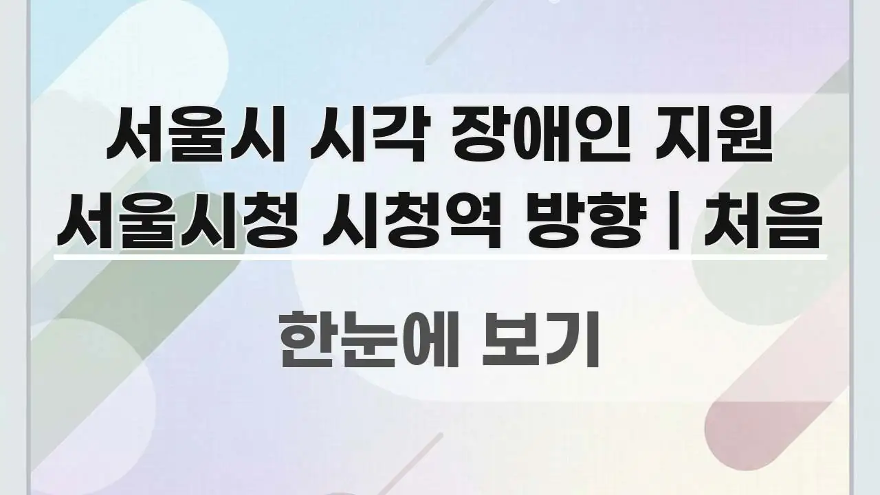서울시 시각 장애인 지원 서울시청 시청역 방향 | 처음 간결하고 명료한 핵심 정보 비주얼 - 가독성을 높이는 이미지