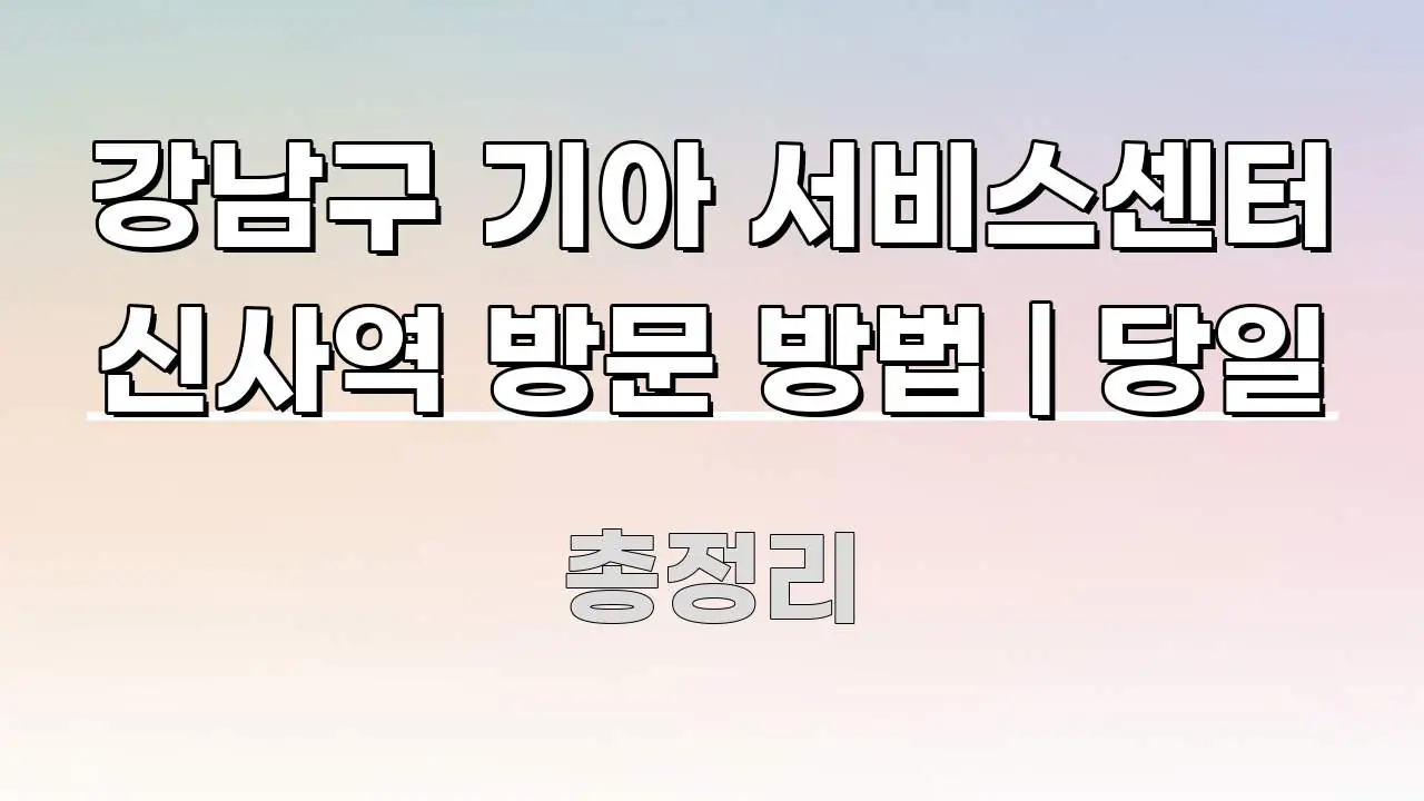 강남구 기아 서비스센터 신사역 방문 방법 | 당일 빠르게 이해할 수 있는 블로그 대표 이미지 - 설명을 돕는 이미지