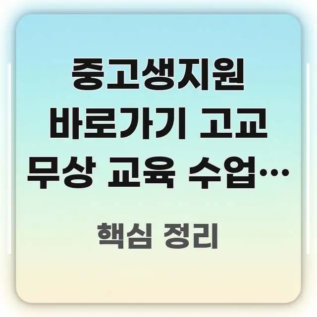 중고생지원 바로가기 고교 무상 교육 수업료 72만 원 가독성 높게 정리한 블로그용 카드뉴스 썸네일 - 참고용 이미지