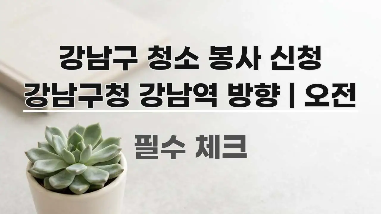 강남구 청소 봉사 신청 강남구청 강남역 방향 | 오전 심플하고 명확하게 정리한 블로그 헤더 이미지 - 본문 내용과 연관된 이미지