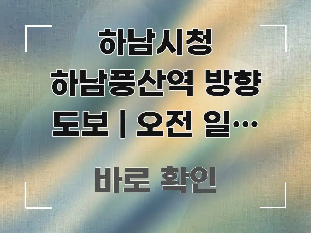 하남시청 하남풍산역 방향 도보 | 오전 일찍 가야 알기 쉽게 정리한 정보 요약 인포그래픽 이미지 - 참고용 이미지
