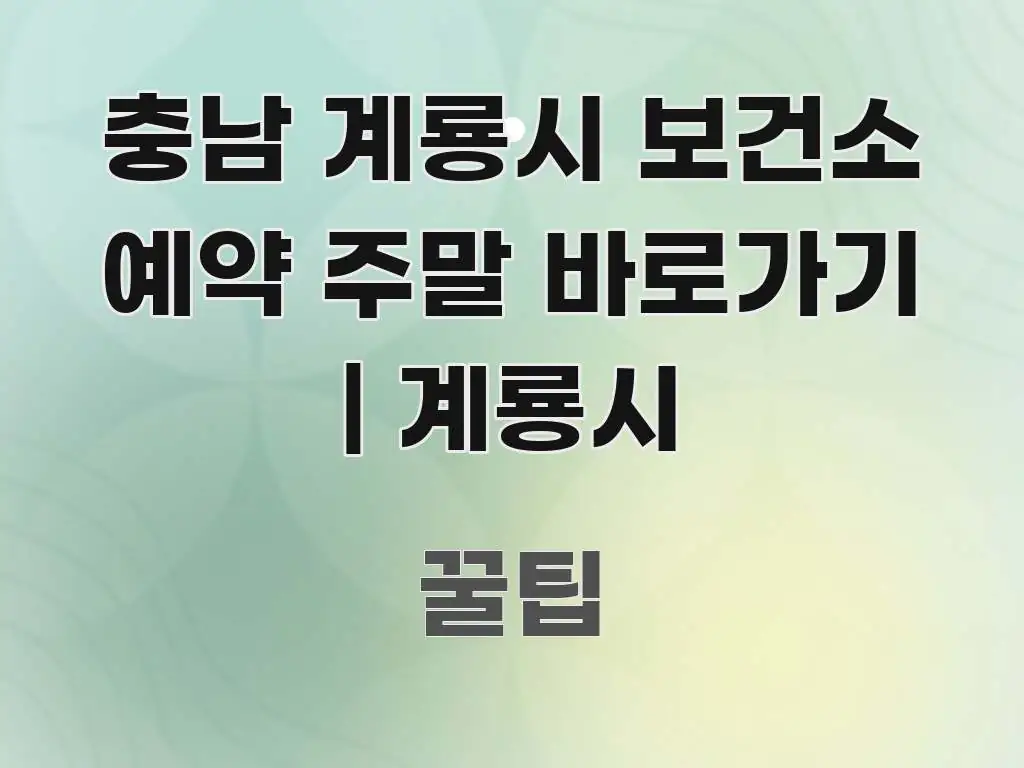충남 계룡시 보건소 예약 주말 바로가기 | 계룡시 심플하고 명확하게 정리한 스마트 정보 카드