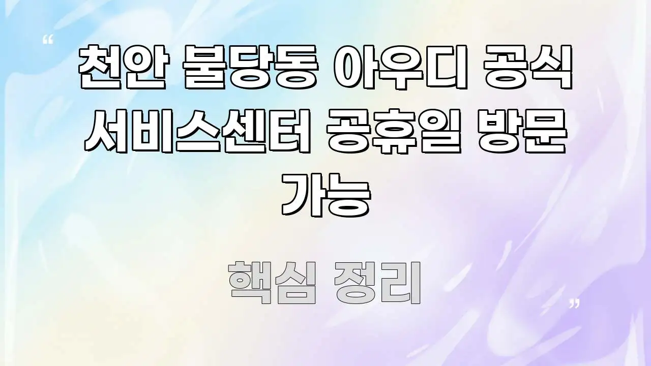 천안 불당동 아우디 공식 서비스센터 공휴일 방문 가능 흐름을 잡아주는 깔끔한 인포그래픽 표지
