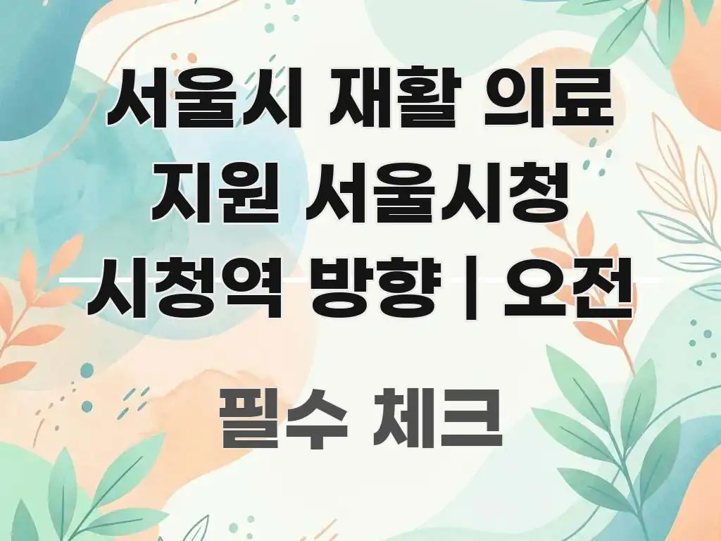 서울시 재활 의료 지원 서울시청 시청역 방향 | 오전 실용적으로 정리한 카드뉴스 스타일 이미지 - 글 흐름을 돕는 시각 자료